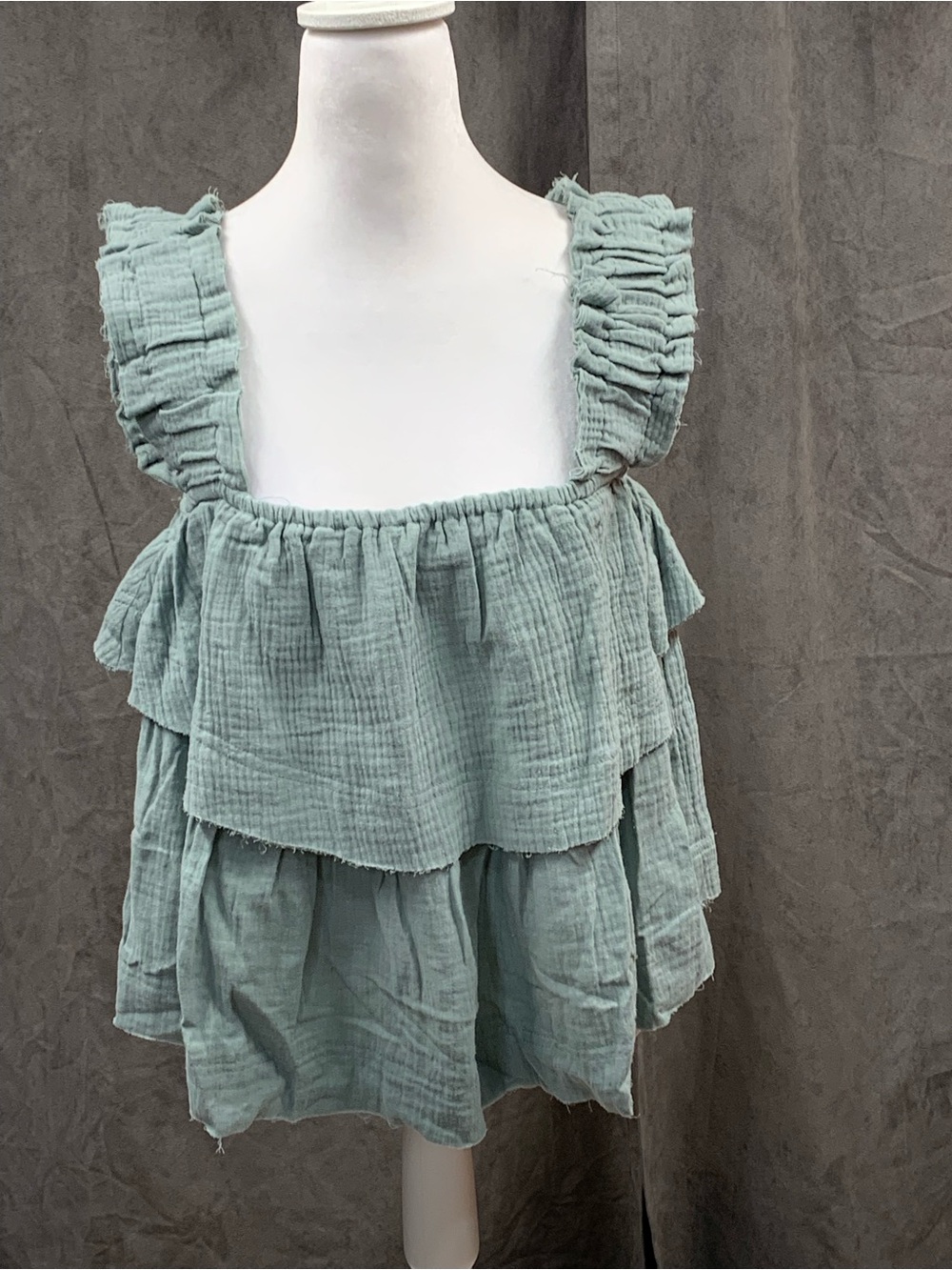 Free the Roses Sage Green Ruffled Tank Top